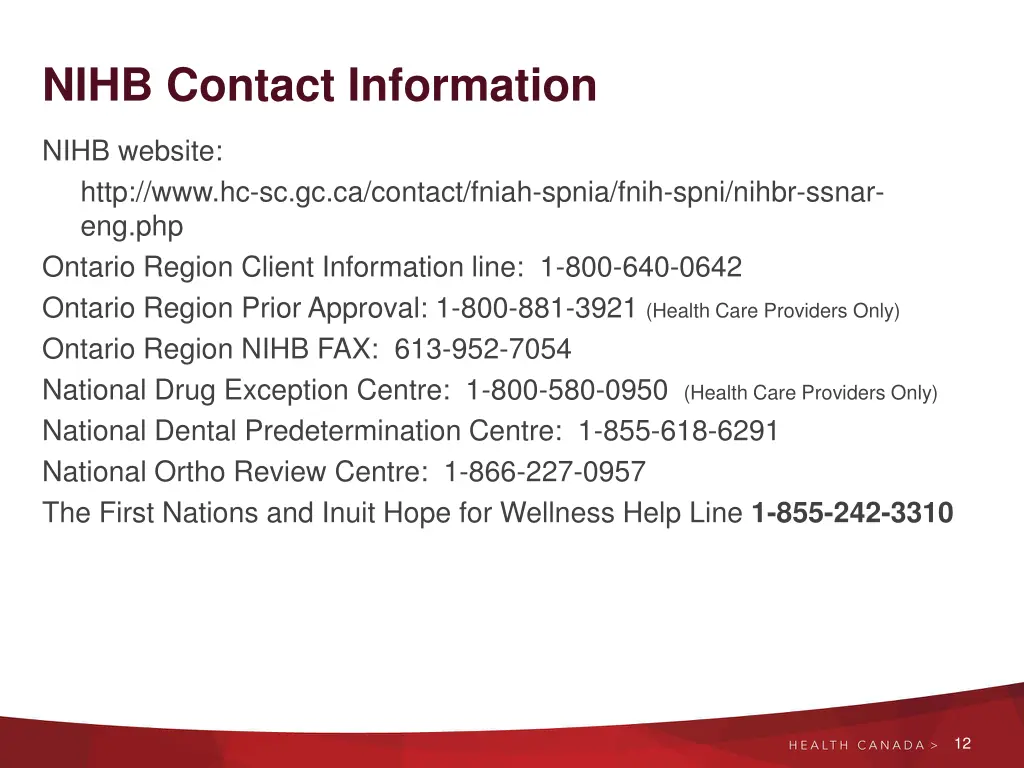 nihb contact information