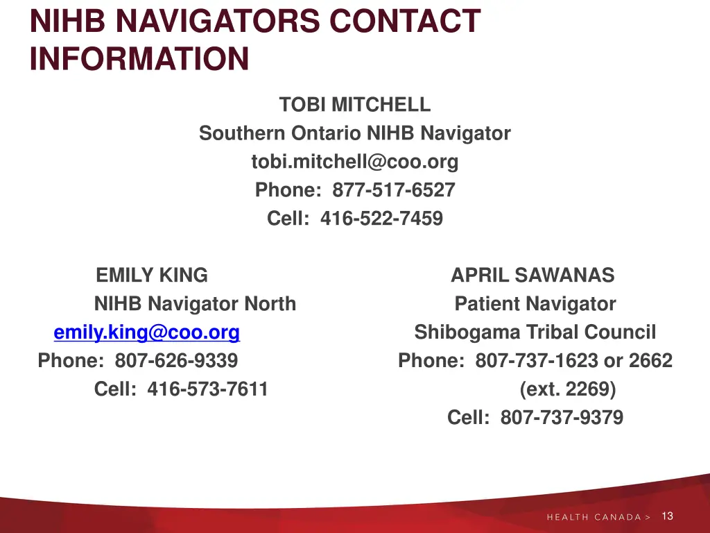 nihb navigators contact information