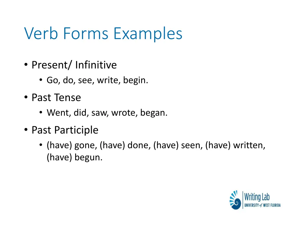 verb forms examples