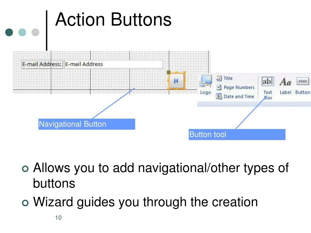 action buttons