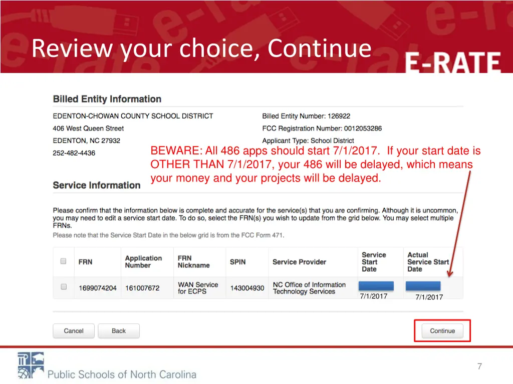 review your choice continue