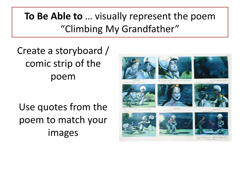 to be able to visually represent the poem