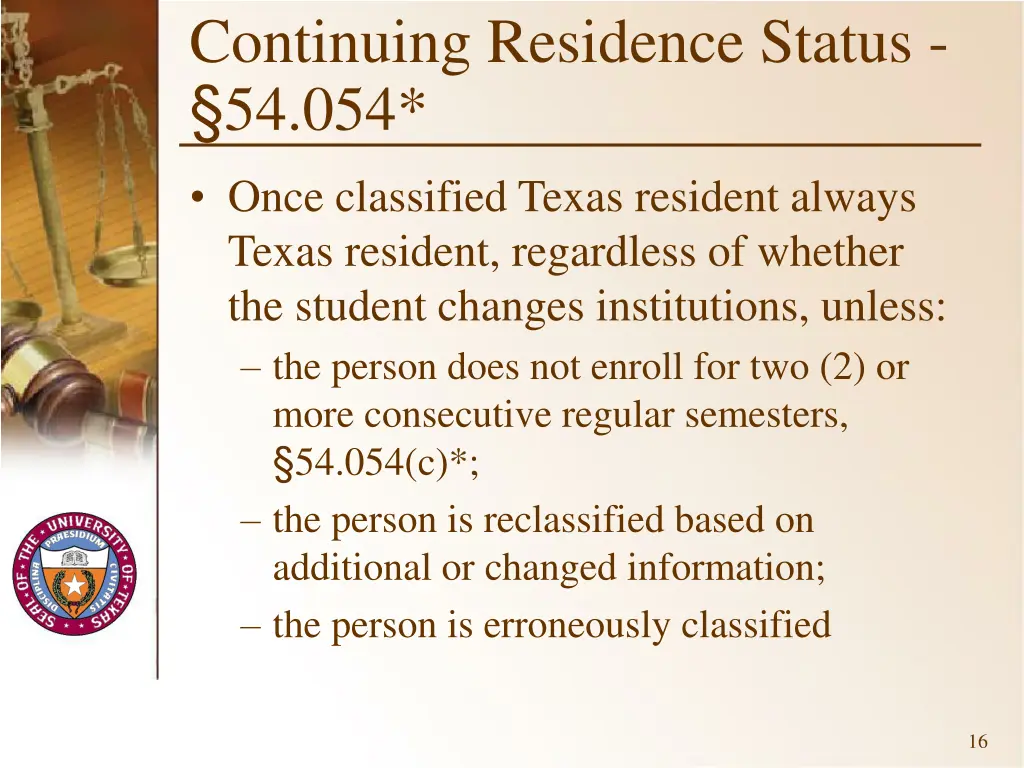 continuing residence status 54 054