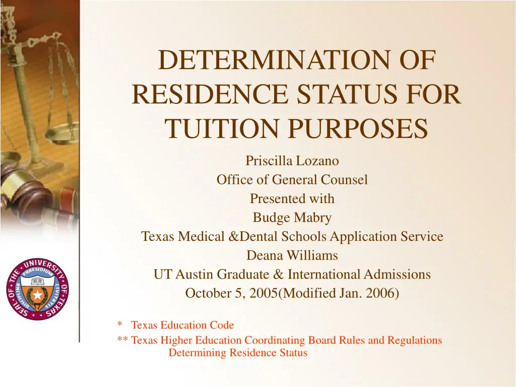 determination of residence status for tuition