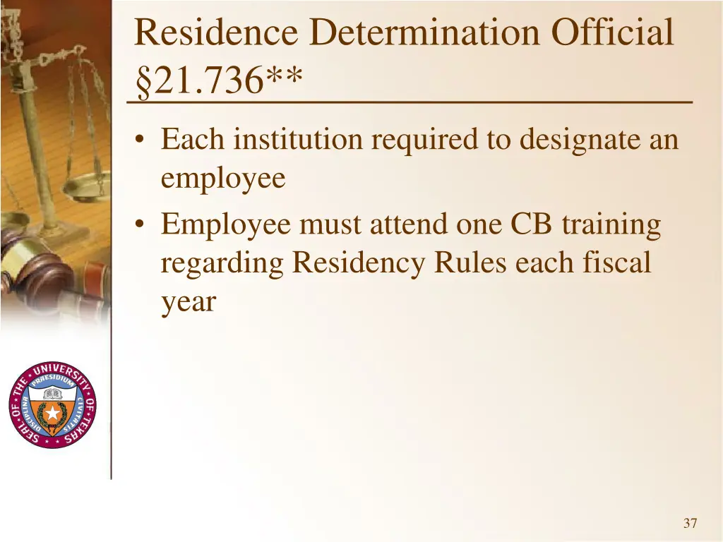 residence determination official 21 736