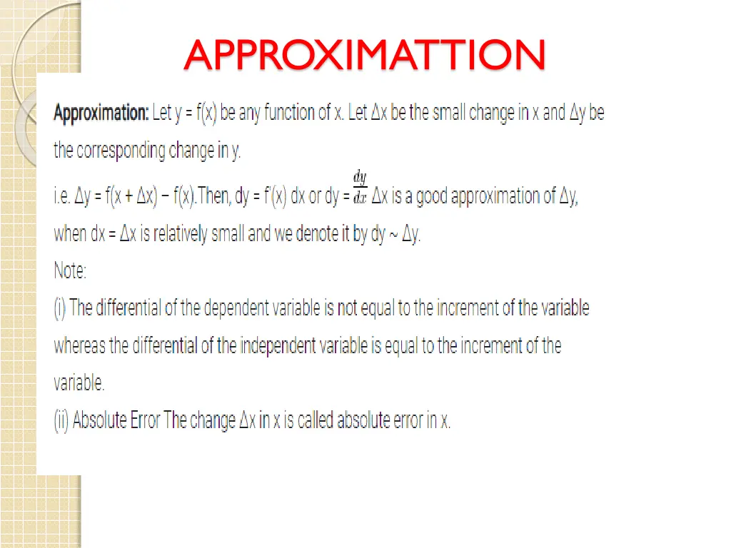 approximattion