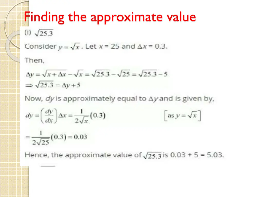 finding the approximate value