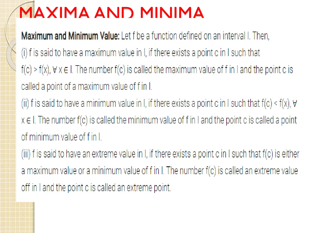 maxima and minima