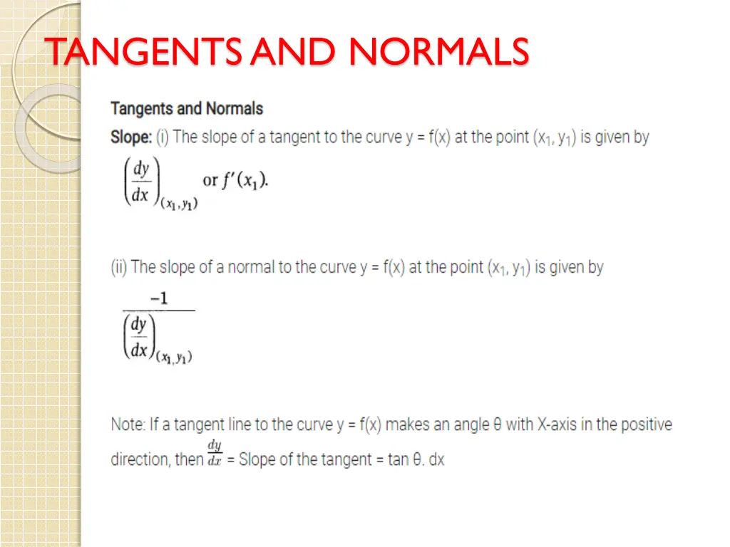 tangents and normals