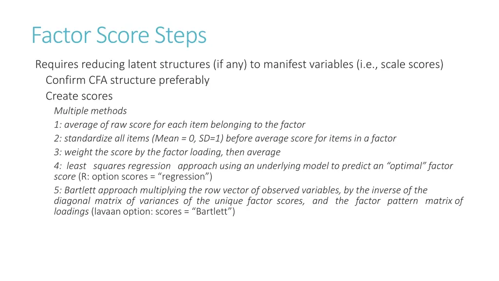 factor score steps