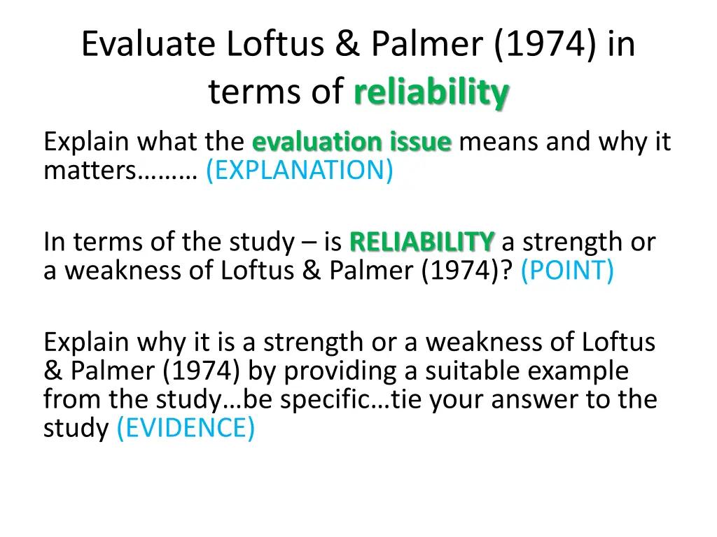 evaluate loftus palmer 1974 in terms