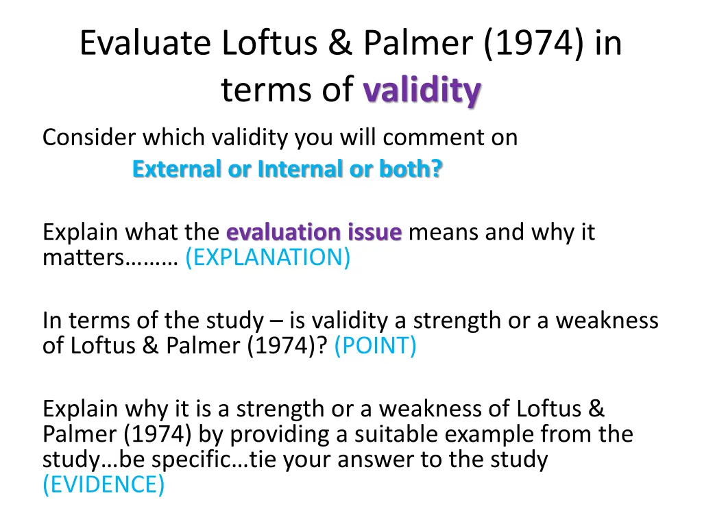 evaluate loftus palmer 1974 in terms of validity