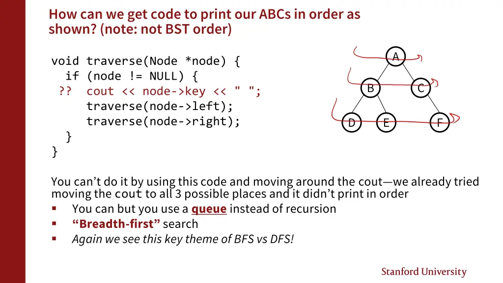 how can we get code to print our abcs in order