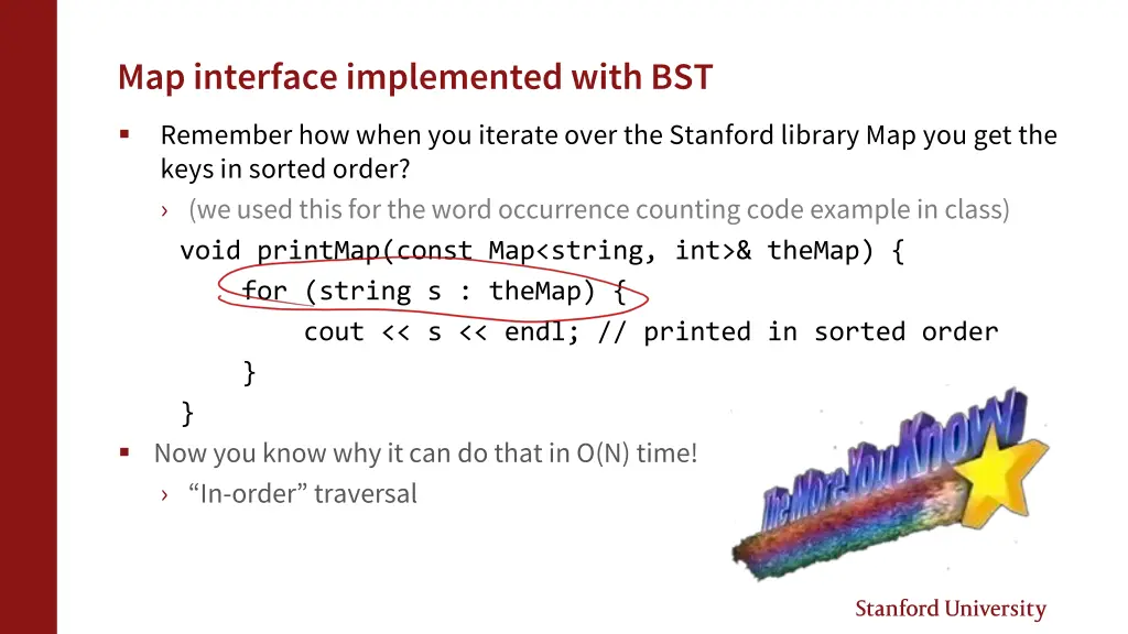 map interface implemented with bst