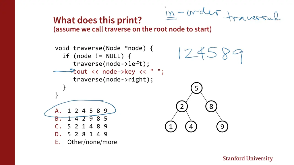 what does this print assume we call traverse 2