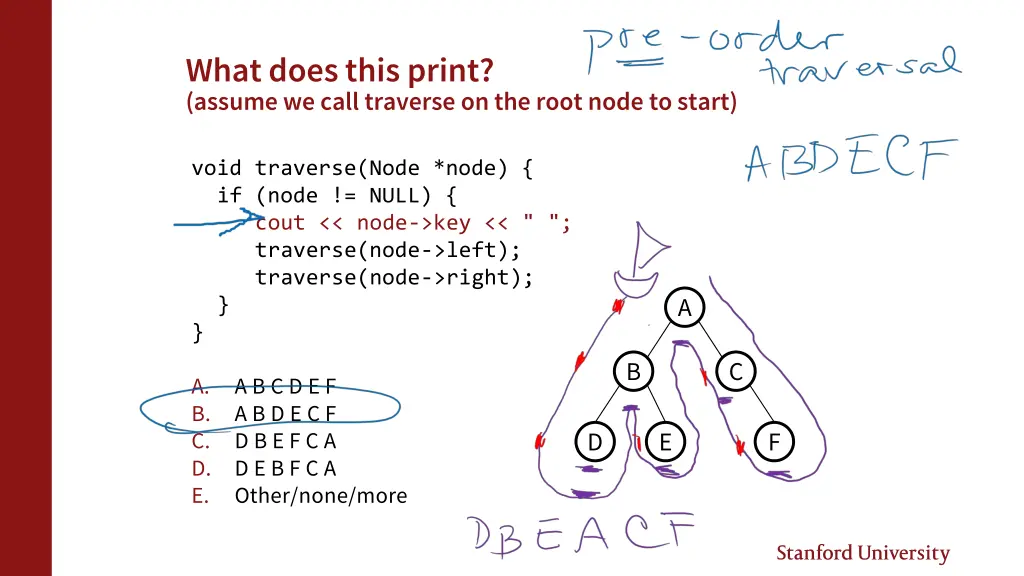 what does this print assume we call traverse