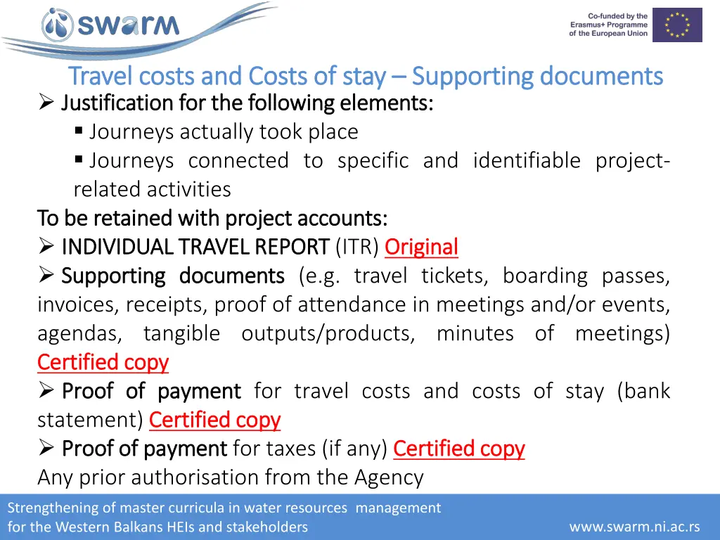 travel costs and costs of stay travel costs