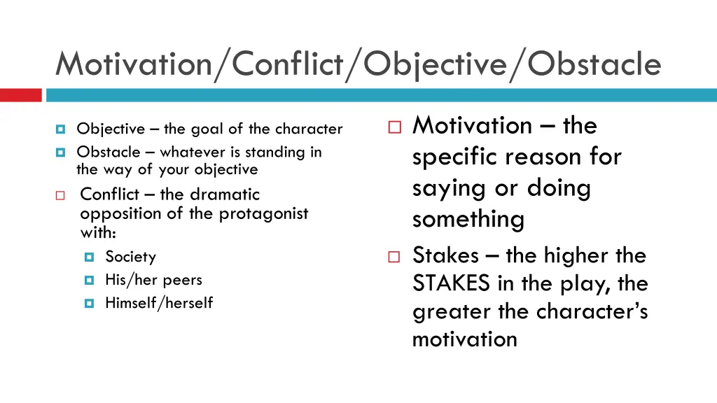 motivation conflict objective obstacle