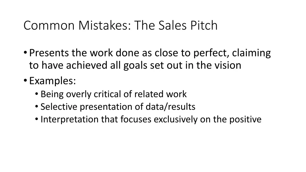 common mistakes the sales pitch