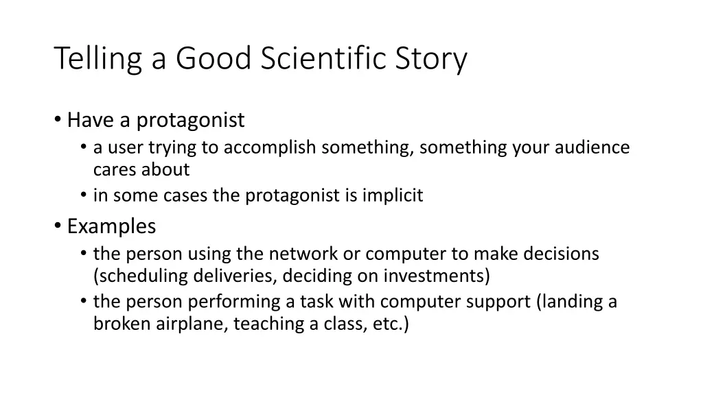 telling a good scientific story