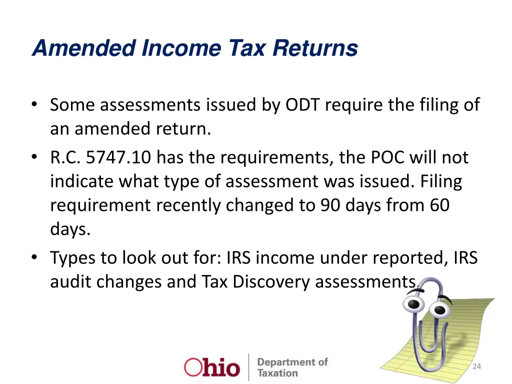 amended income tax returns