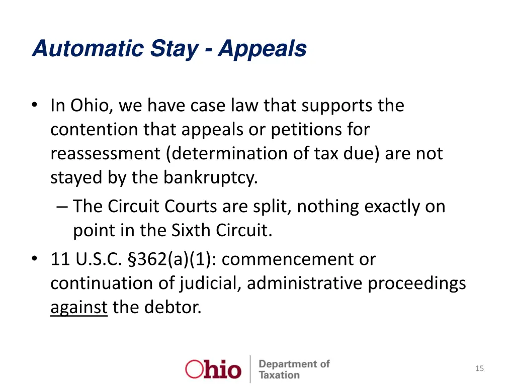 automatic stay appeals