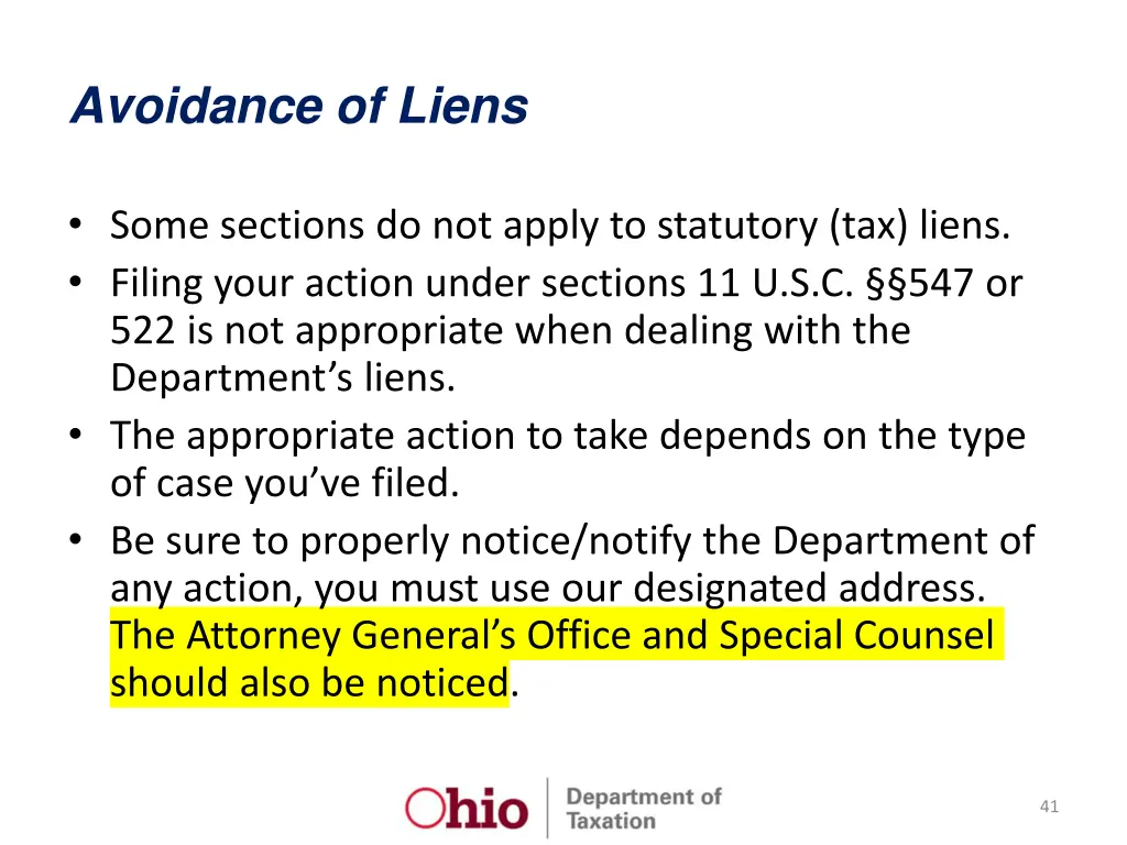 avoidance of liens