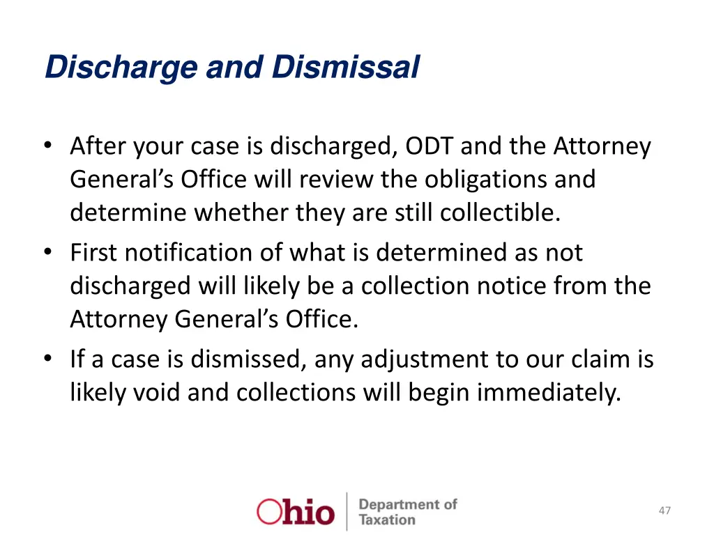 discharge and dismissal
