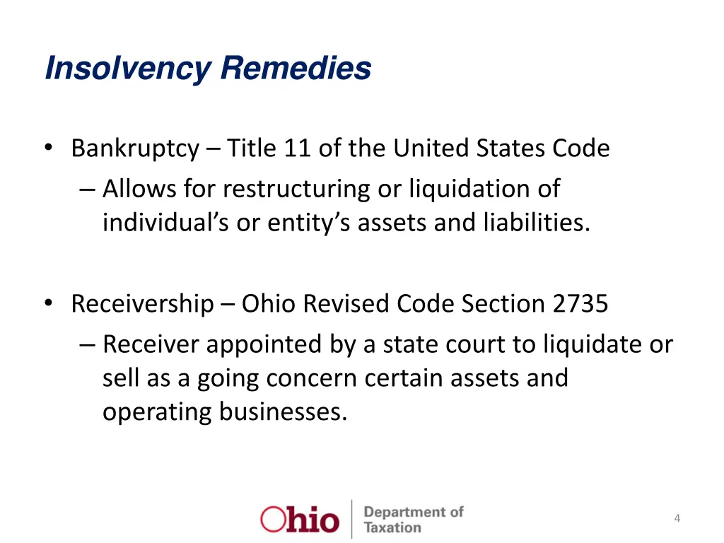insolvency remedies