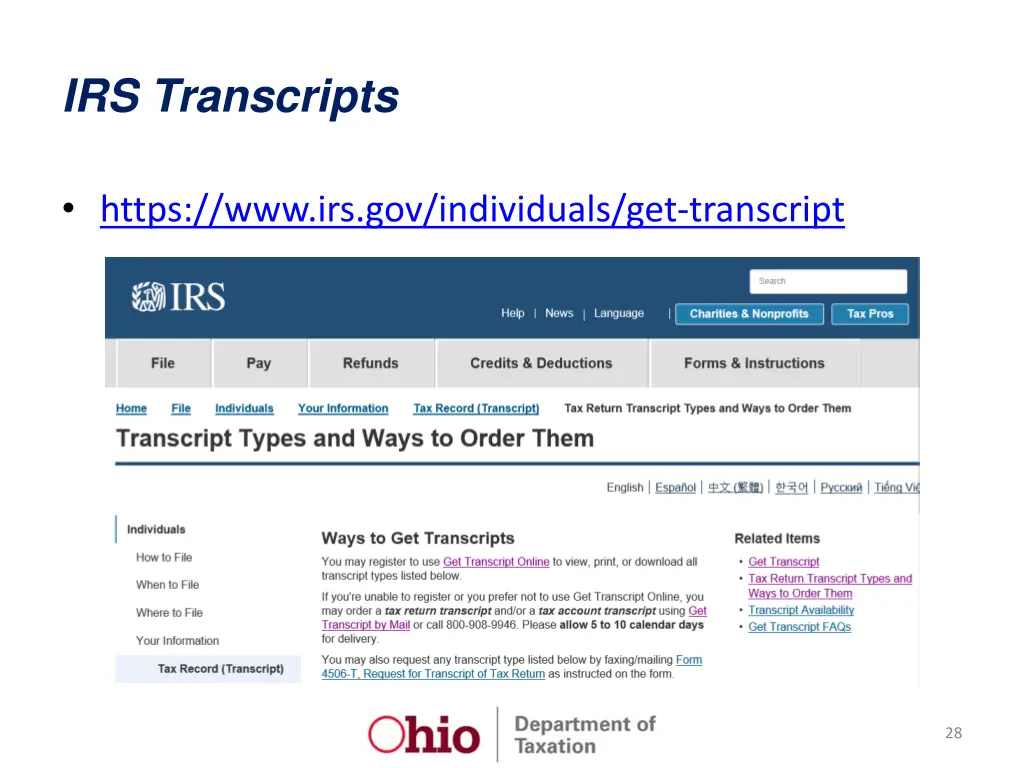 irs transcripts