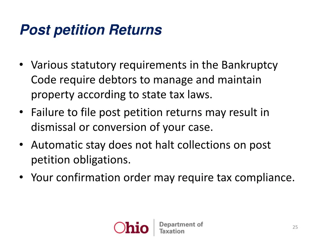 post petition returns