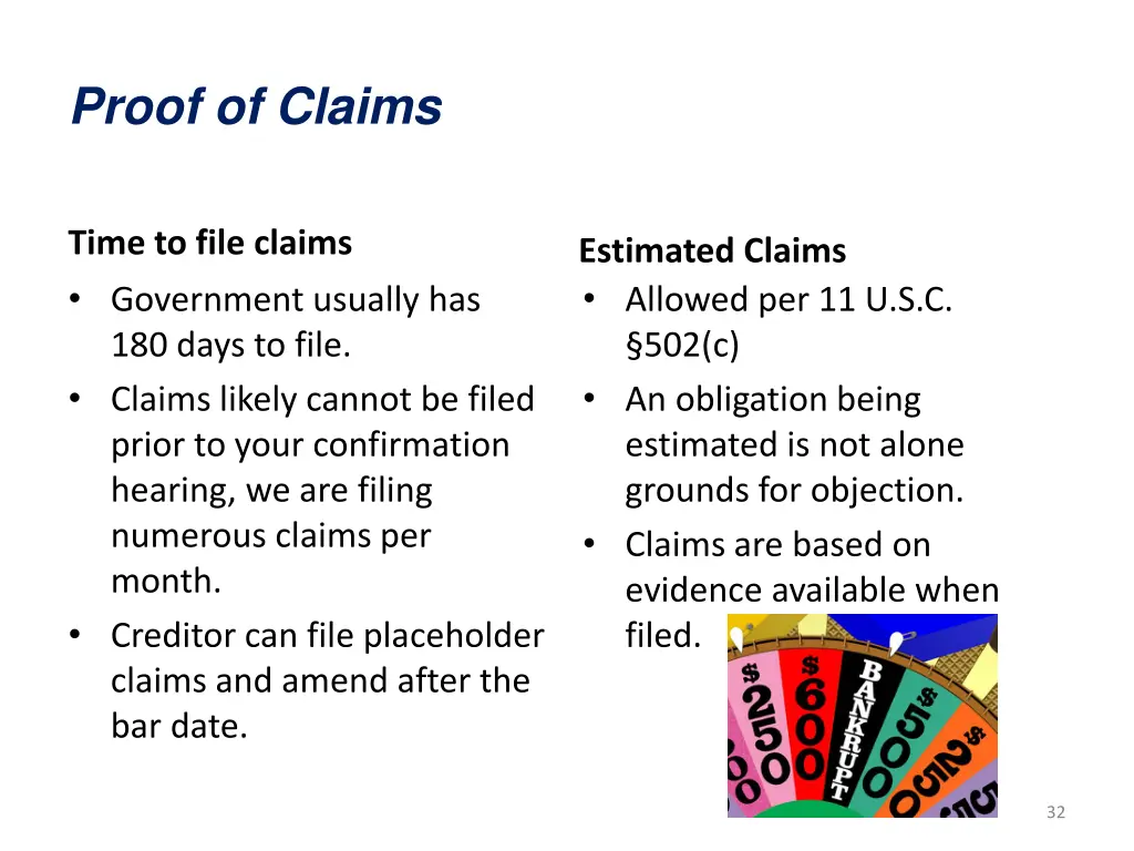 proof of claims