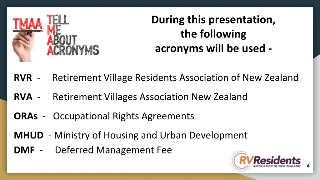 during this presentation the following acronyms