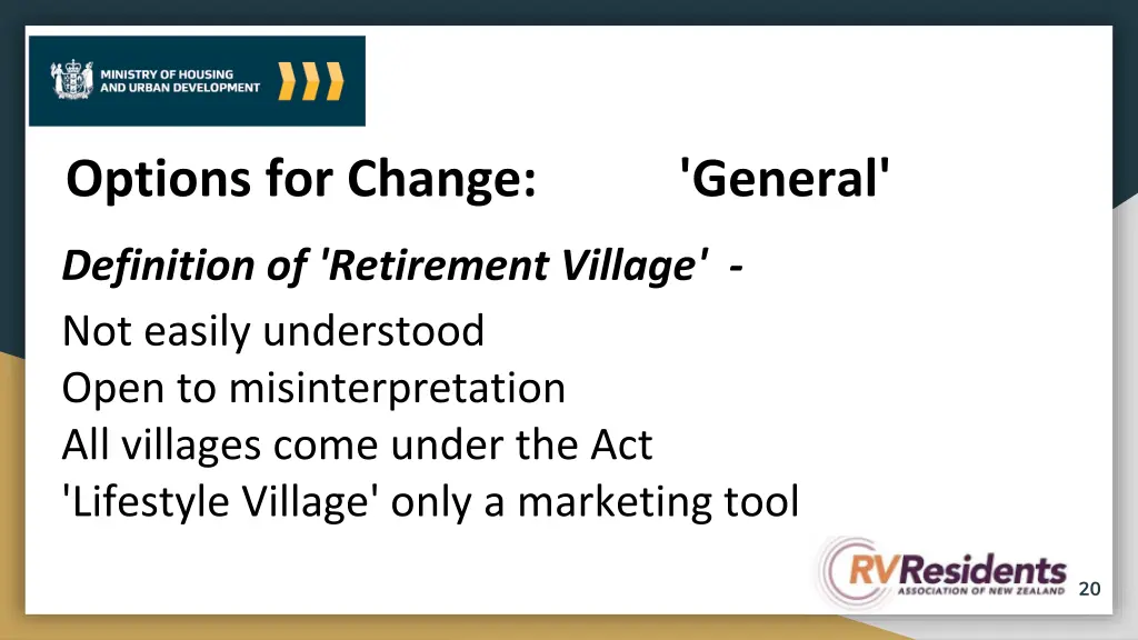 options for change general