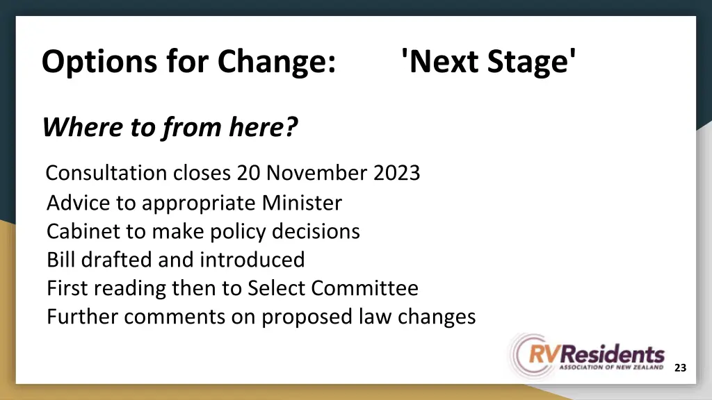 options for change next stage
