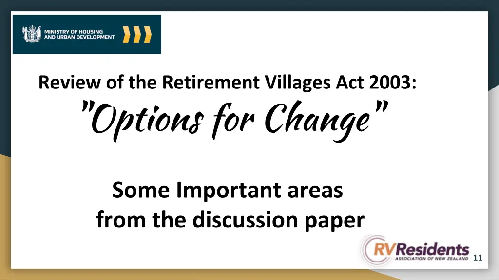 review of the retirement villages act 2003