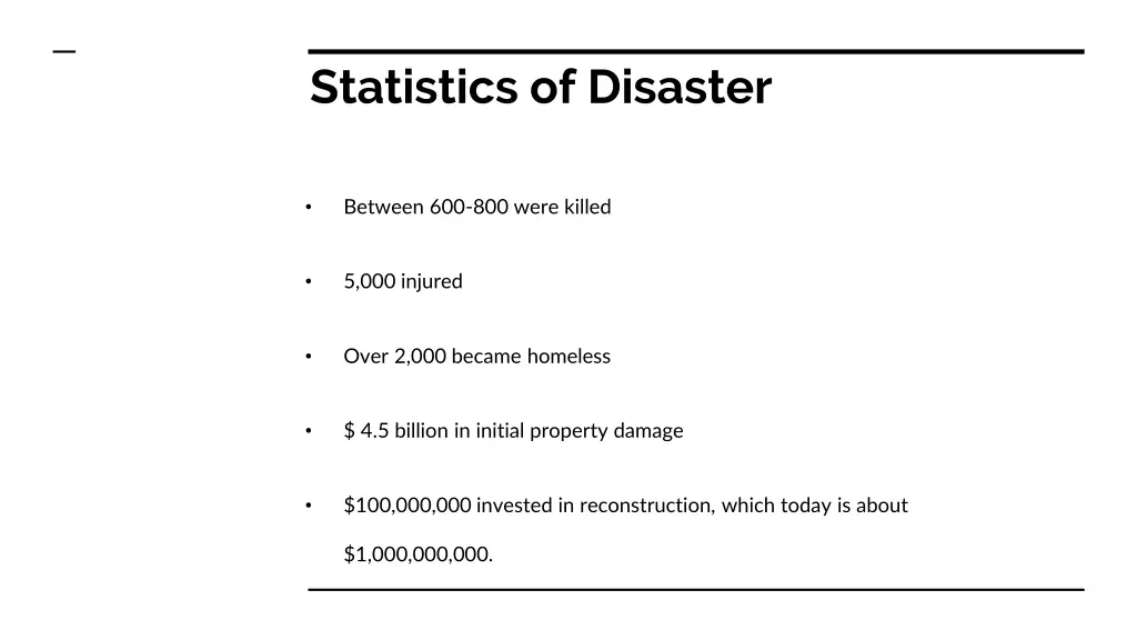 statistics of disaster