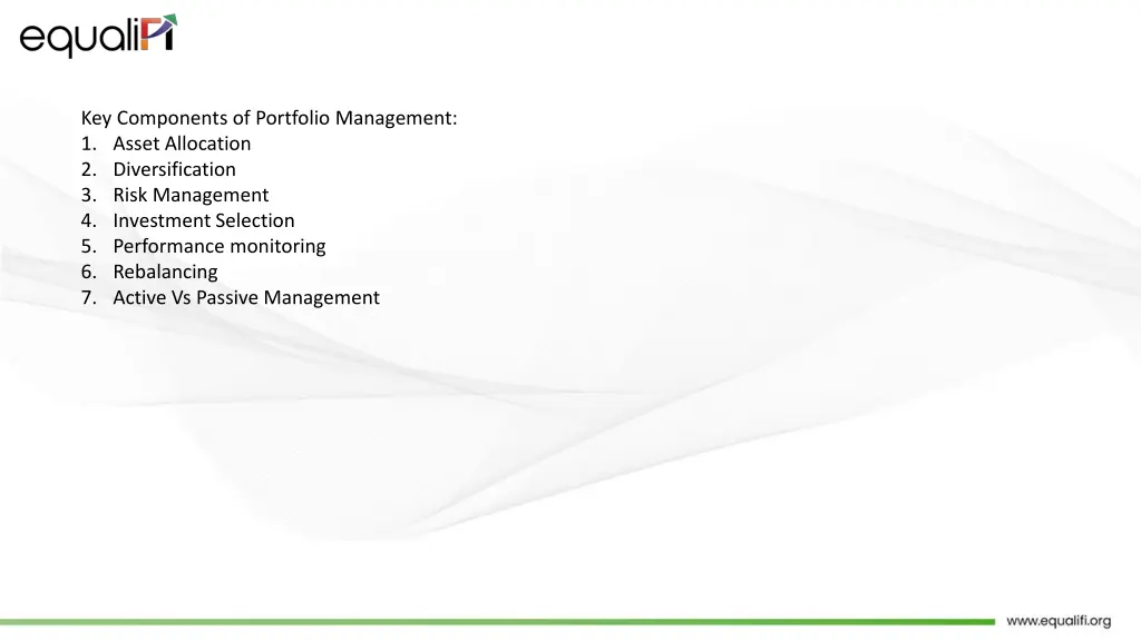 key components of portfolio management 1 asset