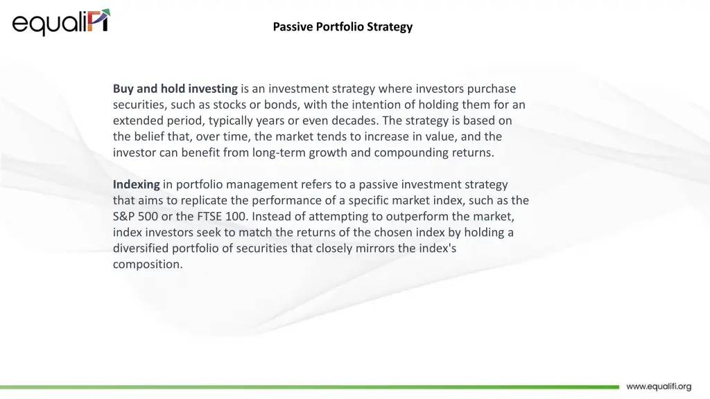 passive portfolio strategy