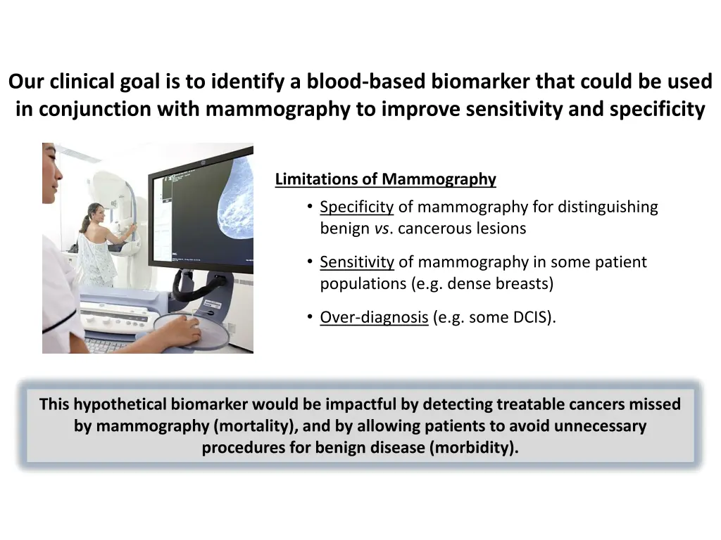 our clinical goal is to identify a blood based