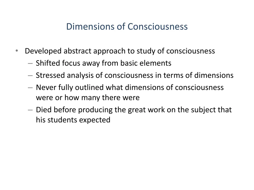 dimensions of consciousness