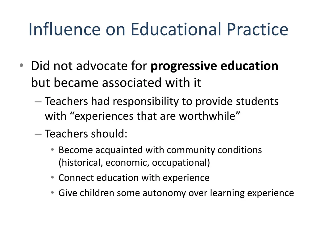 influence on educational practice 1