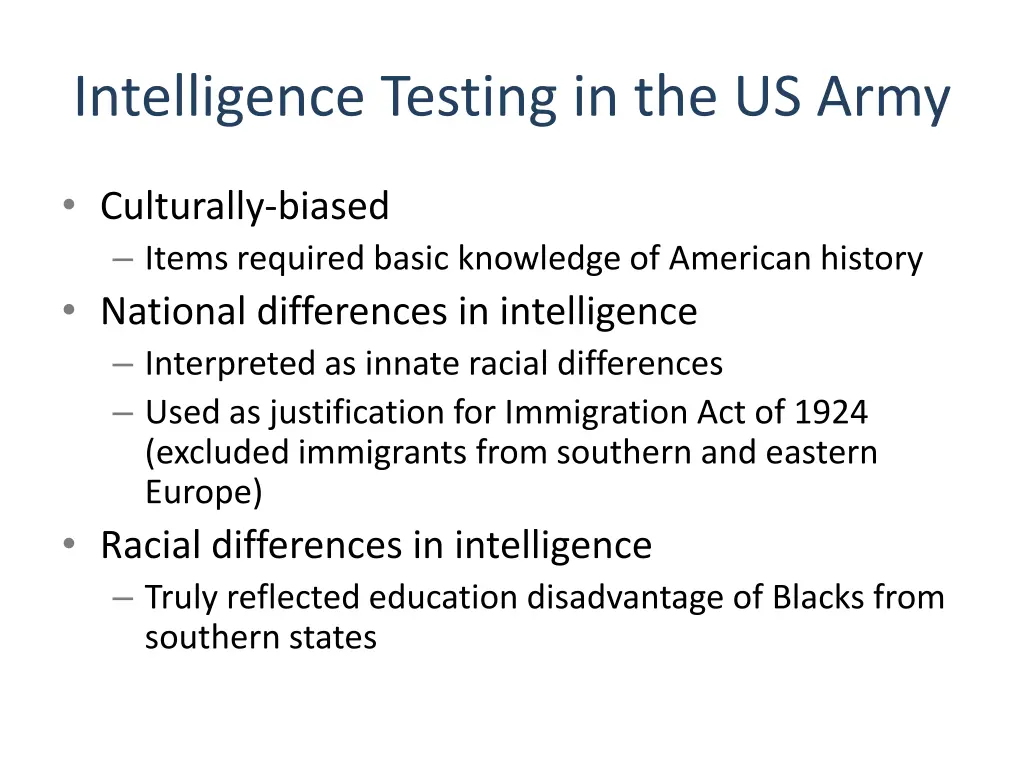 intelligence testing in the us army