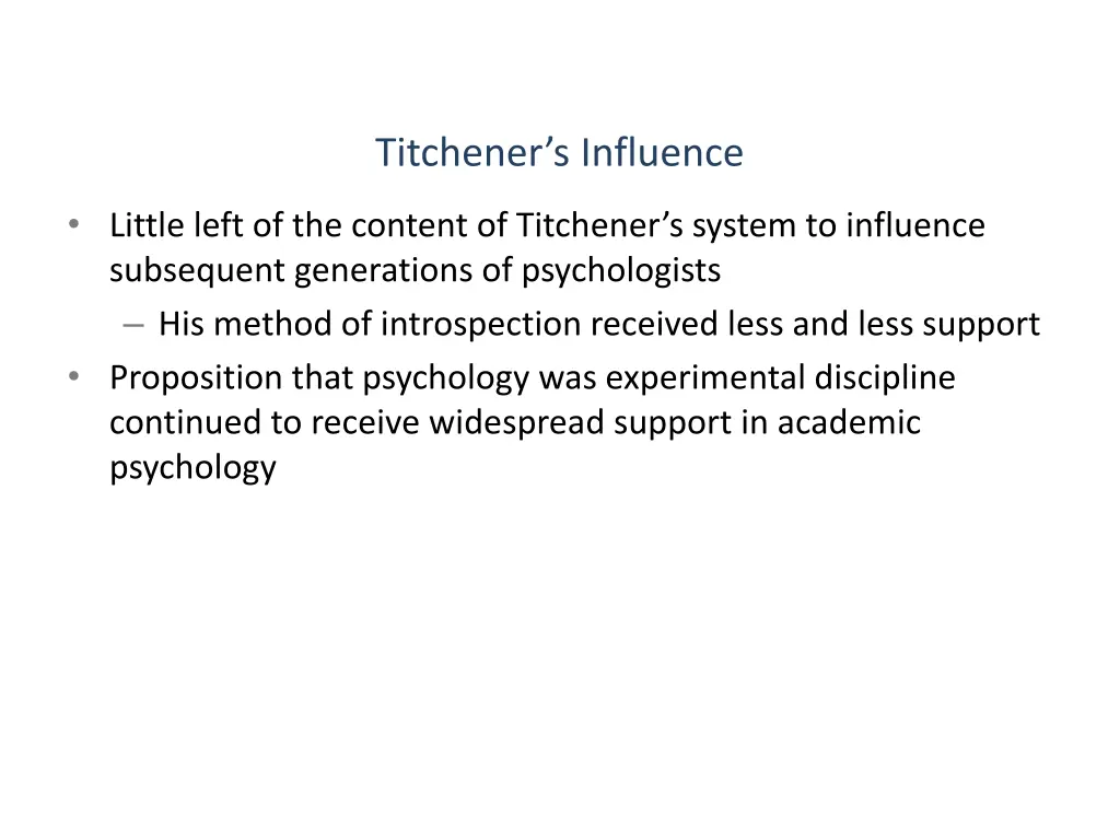 titchener s influence
