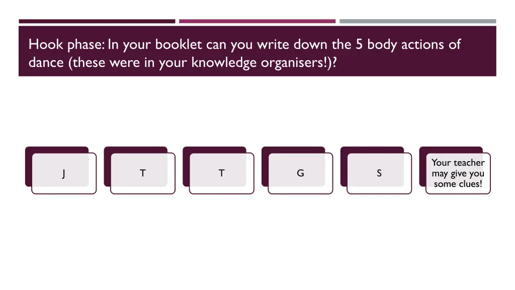hook phase in your booklet can you write down