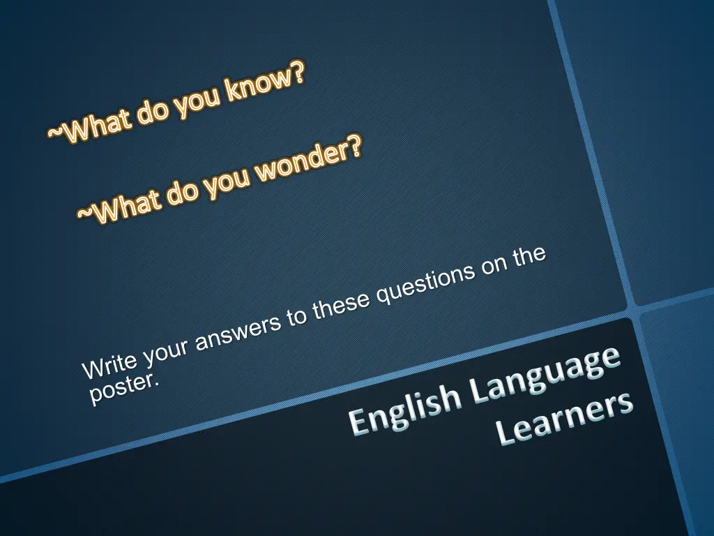 what do you know what do you wonder 1