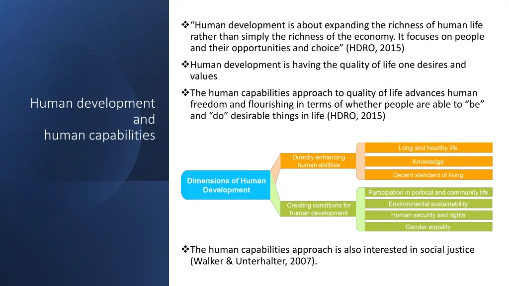 human development is about expanding the richness