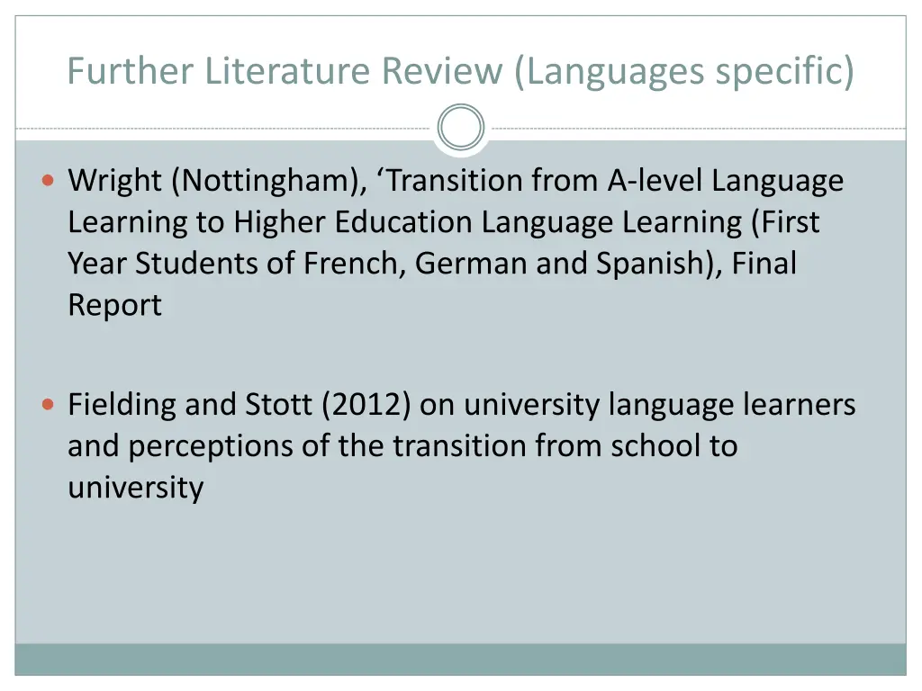 further literature review languages specific