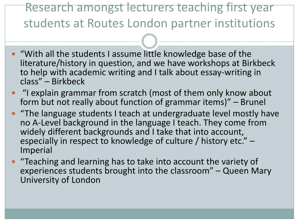 research amongst lecturers teaching first year 4