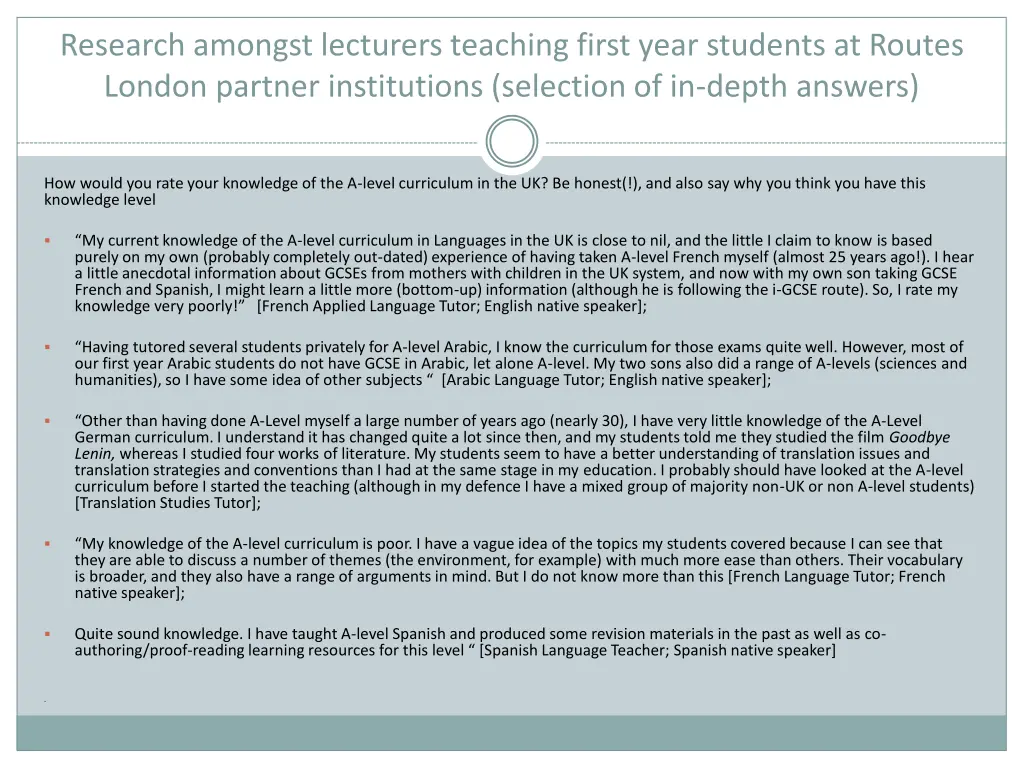 research amongst lecturers teaching first year 5